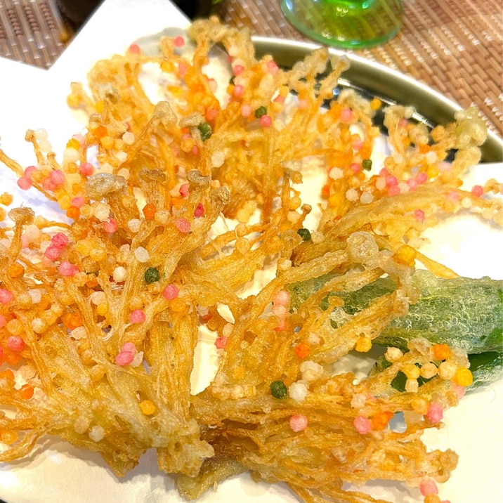 ☆★ぶぶあられで♪珊瑚のようなエノキ揚げ★☆